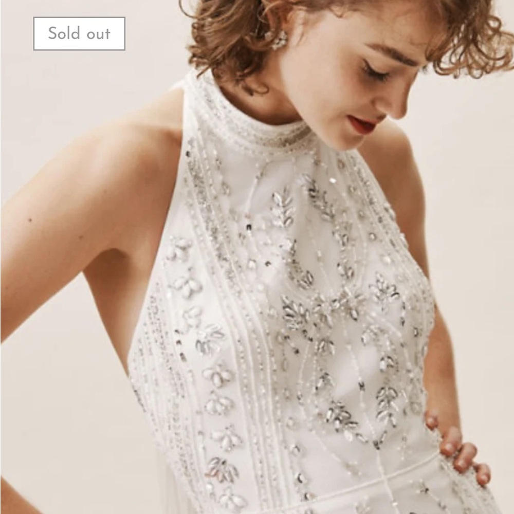 BHLDN Osborne Beautiful Sheath Halter Wedding Dress - Picture 3 of 13